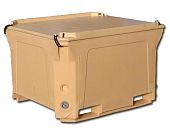 Изотермический контейнер 660 литров 1230х1030х820 с крышкой (бежевый)